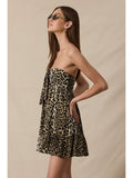Leopard Smocked Mini Dress - Greige Goods