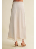 Satin & Lace Maxi Skirt - Greige Goods