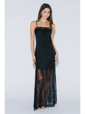 Lace Mix Satin Slip Maxi Dress - Greige Goods