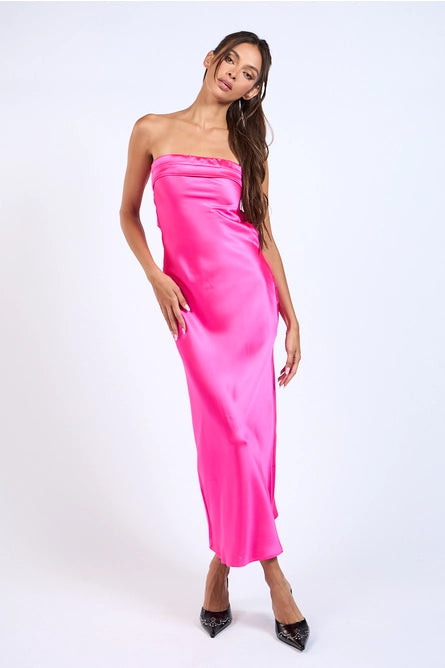 Satin Strapless Midi