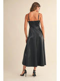 Leather A-Line Midi Dress - Greige Goods