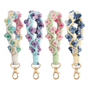 Macrame Multicolor Flower Vine Wristlet Keychain - Greige Goods