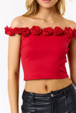 Rosette Off The Shoulder Crop