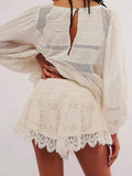 Lace-trim Eyelet Skort - Greige Goods