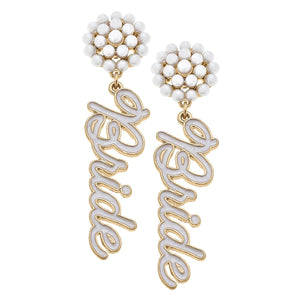 Bride Enamel Pearl Cluster Earrings - Greige Goods