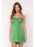 Satin Tie Strap Mini Dress - Greige Goods