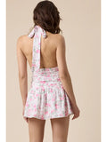 Floral Halter Mini Dress - Greige Goods