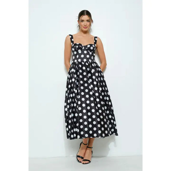 Polka Dot Bustier Midi - Greige Goods