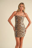 Leopard Printed Sequins Mini Dress