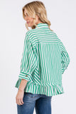 Striped Button Down Ruffle Top - Greige Goods