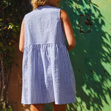 Stripe Print Bow Detail Dress - Greige Goods