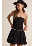 Ruched Bubble Hem Mini Dress