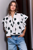 Ruffle Sleeves Polka Dot Print Top