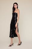 Sequin Side Slit Tube Midi - Greige Goods