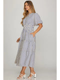 Pintuck Tiered Woven Midi - Greige Goods