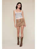 Suede Buckle Mini Skirt - Greige Goods