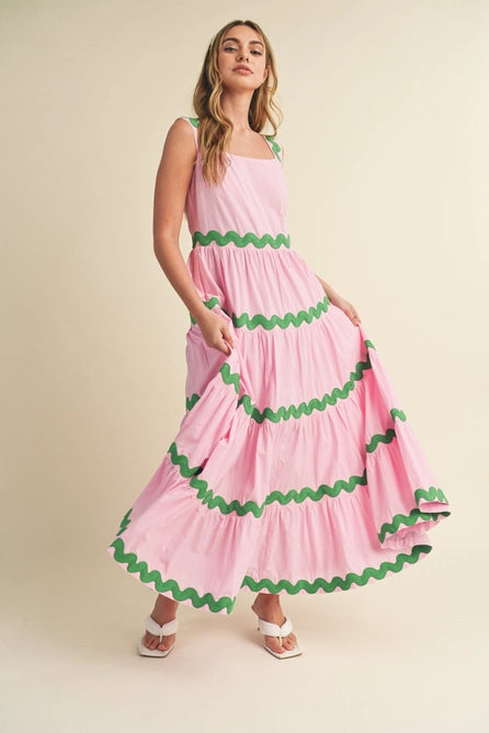 Tiered Ric Rac Midi - Greige Goods