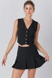 Front Button Vest & Skort Set - Greige Goods