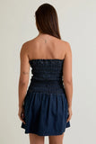 Smocked Denim Tube Dress - Greige Goods