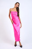 Satin Strapless Midi Dress - Greige Goods