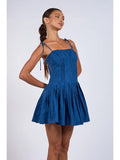Tie Strap Pleated Mini Dress - Greige Goods