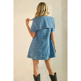 Collared Leopard Denim Mini - Greige Goods