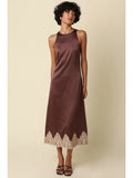 Satin & Lace Maxi Dress - Greige Goods