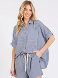 Checker Button Down Shorts Set - Greige Goods