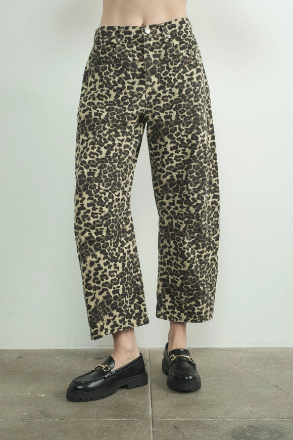 Louchy Relax Fit Denim Animal Print Pants