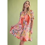 Printed Mini Dress - Greige Goods