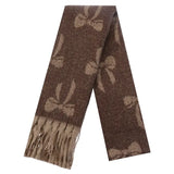 Bow Pattern Fringe Oblong Scarf