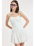 White Eyelet Ruffle Mini Dress - Greige Goods