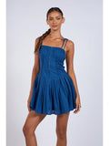 Tie Strap Pleated Mini Dress - Greige Goods