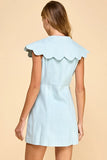 Denim Scallop Button Down Dress - Greige Goods
