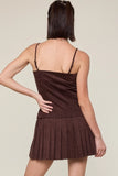 Suede Pleated Mini Dress