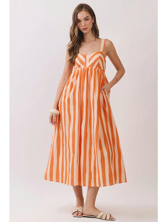 Stripe Empire Waist Midi Dress– Greige Goods