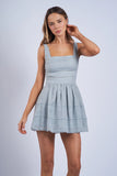 Solid Color Wide Strap Mini Dress