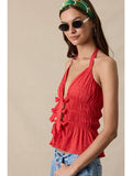 Halter Tiered Ruffle Top - Greige Goods