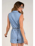 Denim Sleeveless Romper - Greige Goods