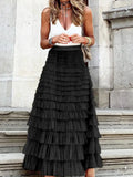 Layered Ruffle Maxi Skirt - Greige Goods