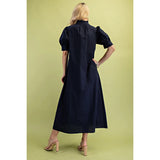 Ruffled Collar Midi Dress - Greige Goods