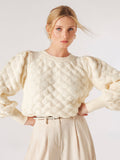 Bubble Pleat Sweater - Greige Goods