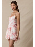 Floral Open Back Mini Dress - Greige Goods