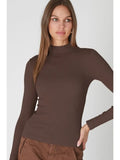 LS Ribbed Mock Neck Top - Greige Goods