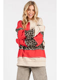Leopard Patchwork Oversized Sweatshirt - Greige Goods