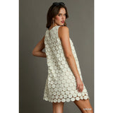 Polka Dot Lace Shift Sleeveless Dress - Greige Goods