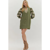 Puff Sleeve Embroidered Mini - Greige Goods