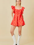 Star Ruffle Romper - Greige Goods