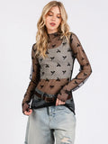 Bow Print Lace Top - Greige Goods