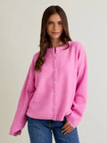 Long Sleeve Crew Neck Sweater Cardigan - Greige Goods